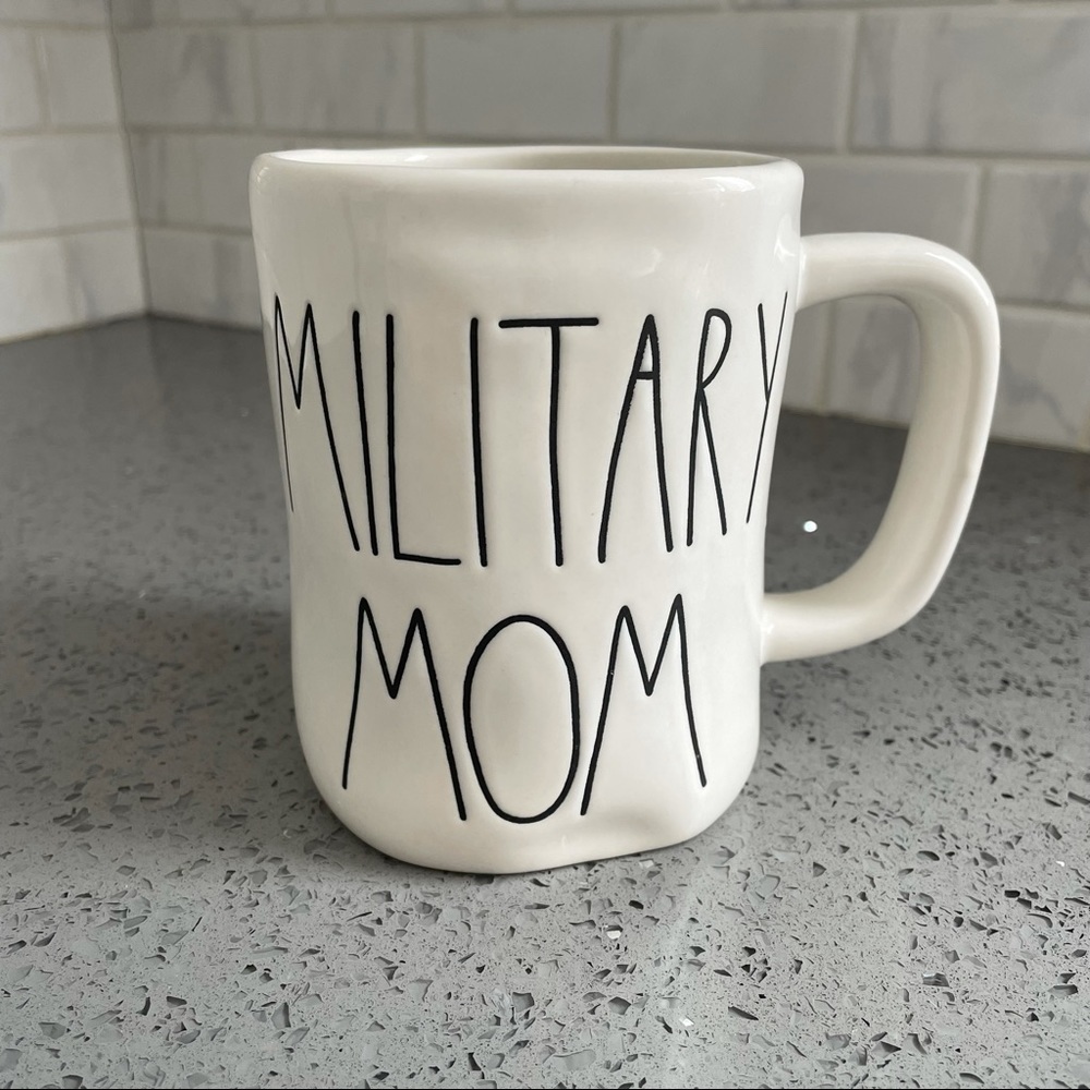 Rae Dunn Military Mom Classic Coffee Mug Large Letter LL White Black OS